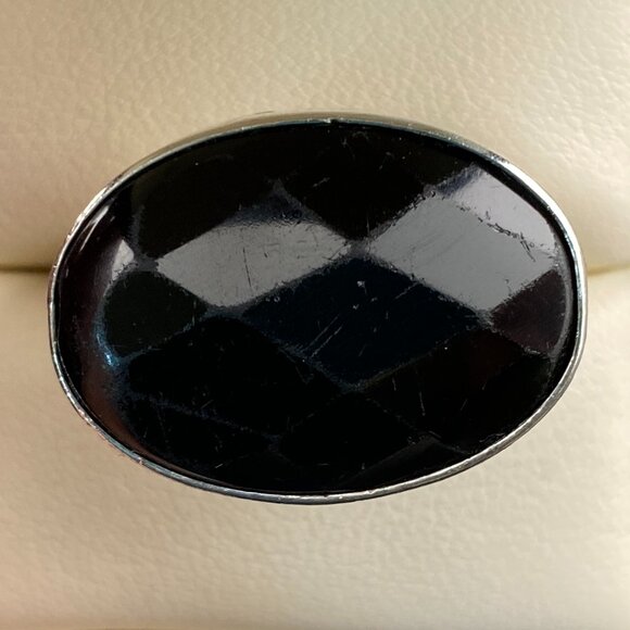 Charles Albert Black Onyx .950 Fine Silver Modernist 1" Ring Sz. 8.5 Thick Band - Picture 6 of 13
